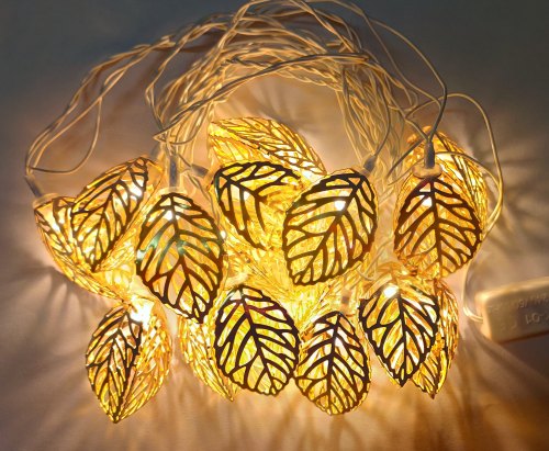 Metal Leaf Golden Fairy Light, For Decoration - Saffron Sunlight